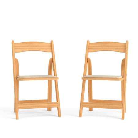 Flash Furniture Natural Wood Folding Chair, PK2 2-XF-2903-NAT-WOOD-GG